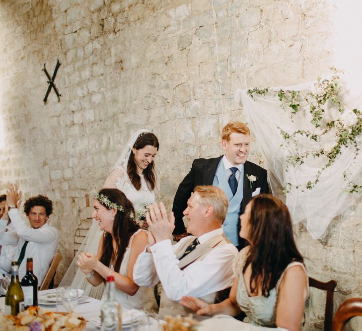 DIY Rustic Wedding At Longbourn Barn Warwickshire With Bride In Claire Pettibone With Reception Catered By The Family & Images By Frances Sales