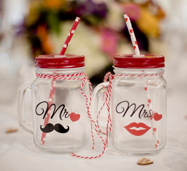 Mr & Mrs Mason Jar Glasses For Wedding