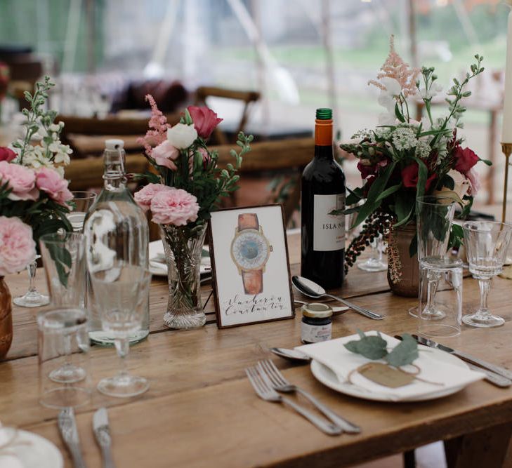 Outdoor Wedding In Scotland With Burgundy, Pink & Navy Colour Scheme Images From Caro Weiss Photography & Bespoke Stationery From de Winton Paper Co