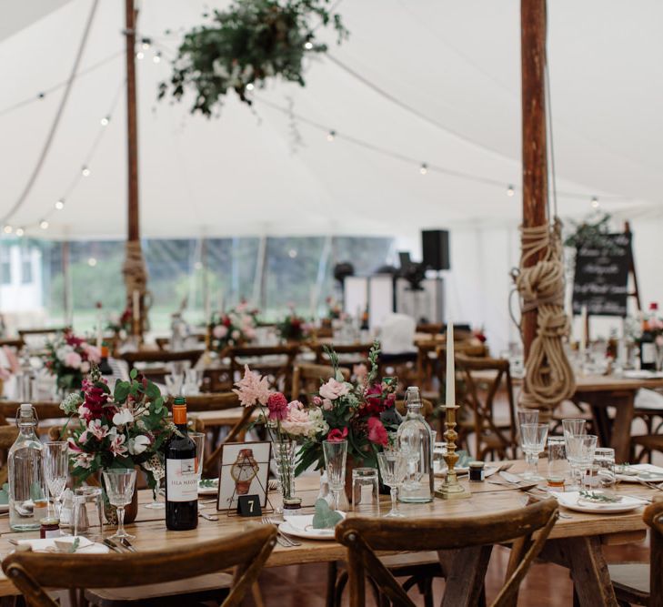 Outdoor Wedding In Scotland With Burgundy, Pink & Navy Colour Scheme Images From Caro Weiss Photography & Bespoke Stationery From de Winton Paper Co