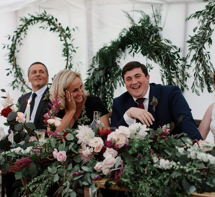 Outdoor Wedding In Scotland With Burgundy, Pink & Navy Colour Scheme Images From Caro Weiss Photography & Bespoke Stationery From de Winton Paper Co