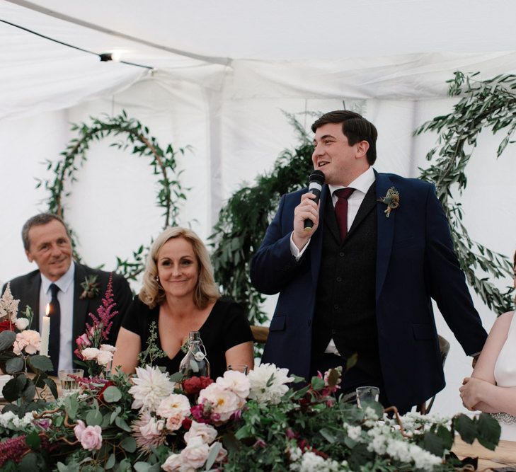 Outdoor Wedding In Scotland With Burgundy, Pink & Navy Colour Scheme Images From Caro Weiss Photography & Bespoke Stationery From de Winton Paper Co