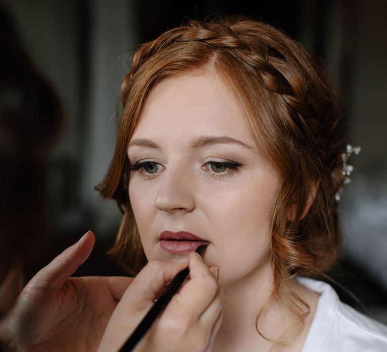 Bride Getting Ready For Wedding // Outdoor Wedding In Scotland With Burgundy, Pink & Navy Colour Scheme Images From Caro Weiss Photography & Bespoke Stationery From de Winton Paper Co