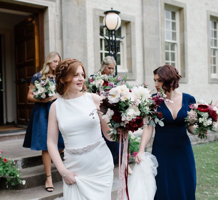 Outdoor Wedding In Scotland With Burgundy, Pink & Navy Colour Scheme Images From Caro Weiss Photography & Bespoke Stationery From de Winton Paper Co