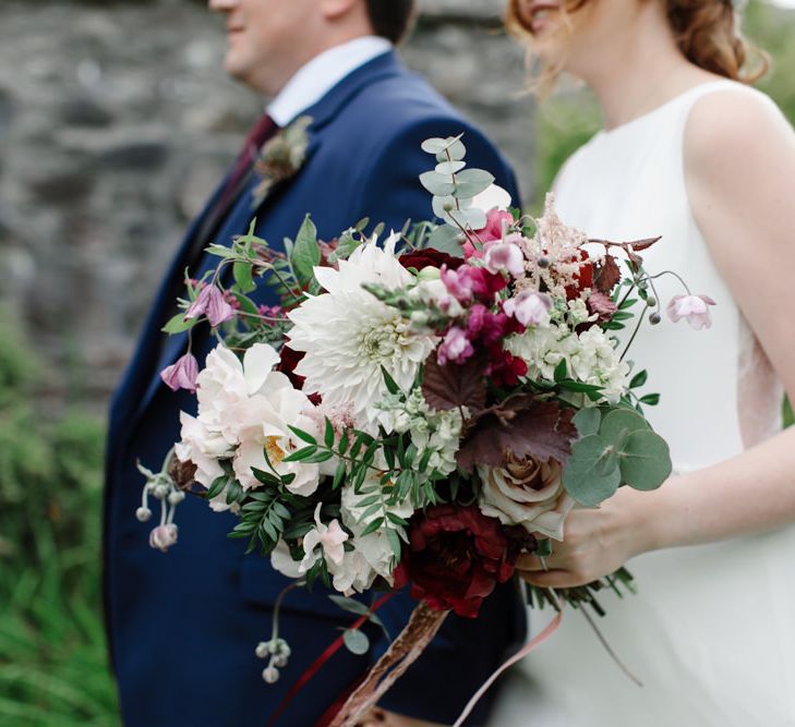 Outdoor Wedding In Scotland With Burgundy, Pink & Navy Colour Scheme Images From Caro Weiss Photography & Bespoke Stationery From de Winton Paper Co