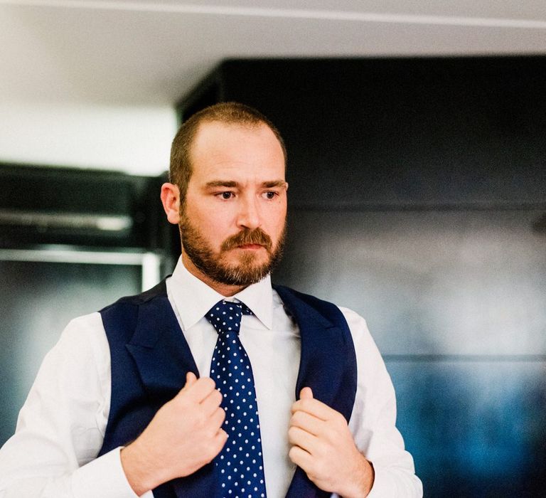 Groom in Navy Suit | Village Underground Wedding London | Babb Photo