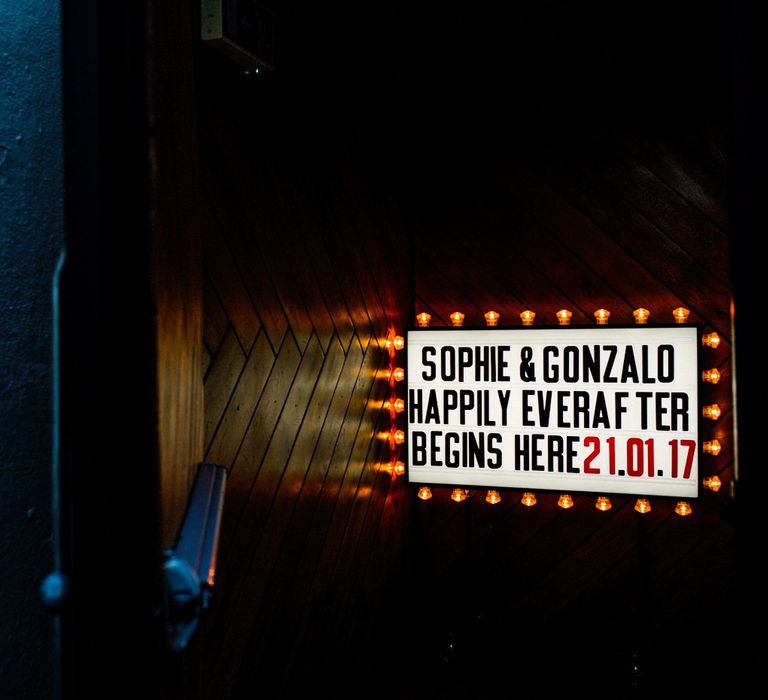 Light Up Wedding Sign | Village Underground Wedding London | Babb Photo