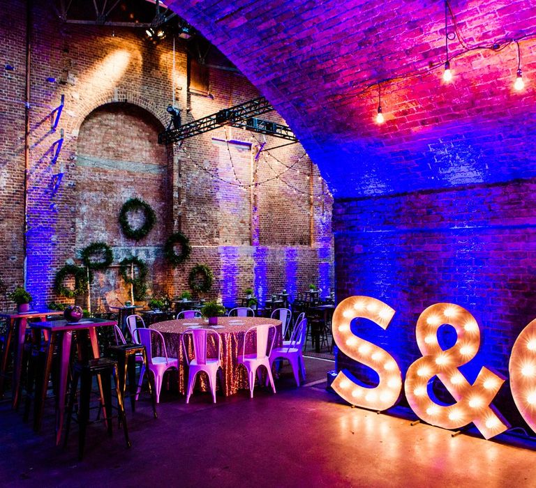 Light up Letters | Village Underground Wedding London | Babb Photo