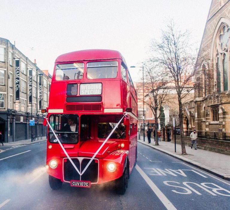 Route Master Red Bus | Village Underground Wedding London | Babb Photo