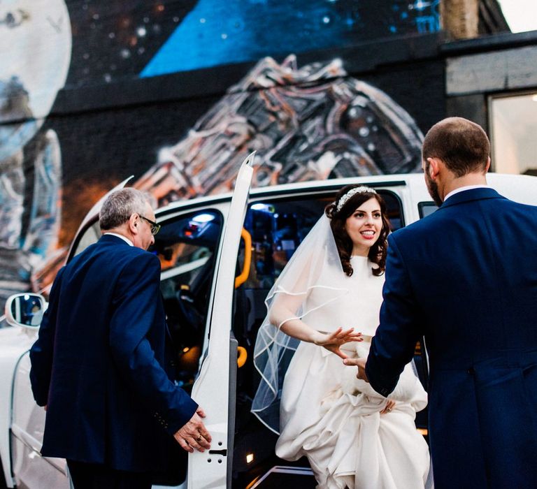 Bride in Jesús Peiró Wedding Dress & Groom | Village Underground Wedding London | Babb Photo