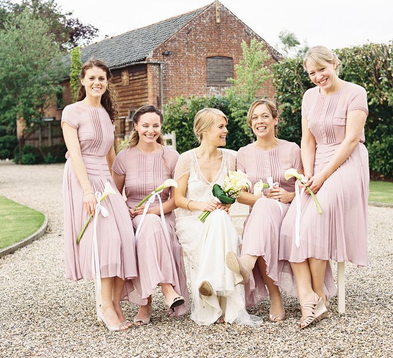 Bridesmaids in Pink Warehouse Dresses