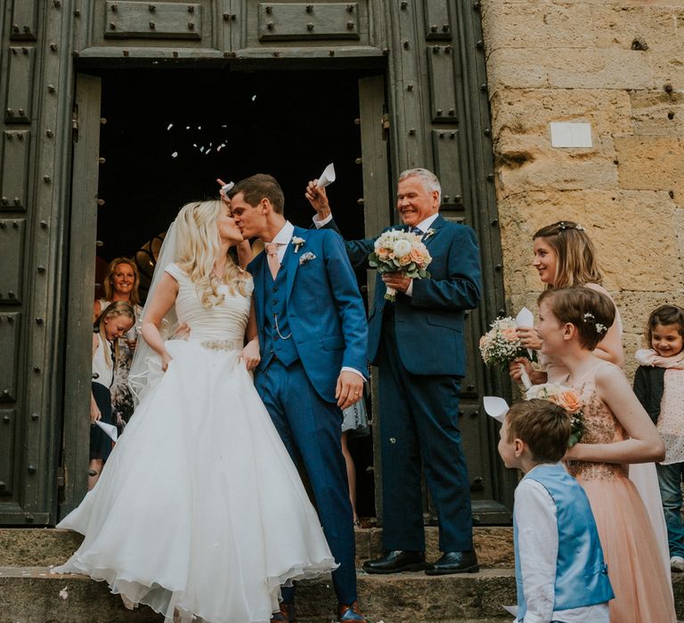 Bride in Suzanne Neville Wedding Dress