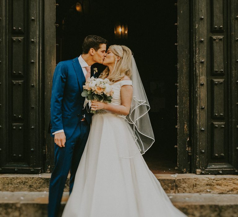 Bride in Suzanne Neville Wedding Dress