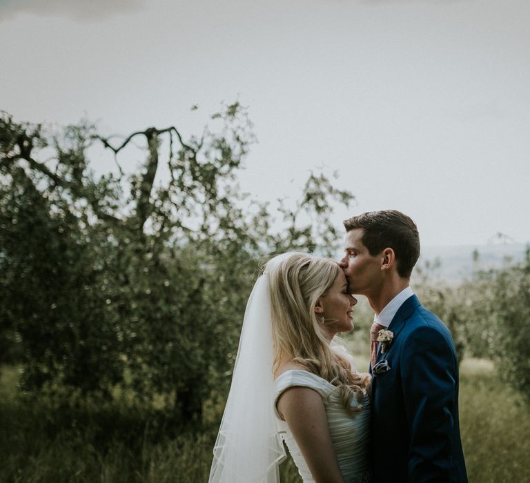 Bride in Suzanne Neville Wedding Dress