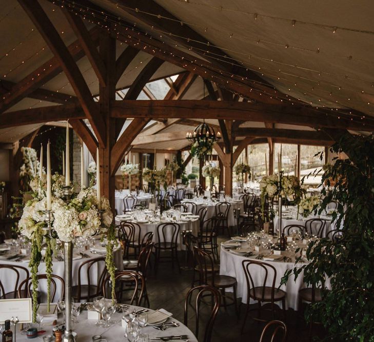 Floral Candelabra Centrepiece | Wedding Decor | Cripps Barn Wedding | Andy Gaines Photography | Thompson Granger Films