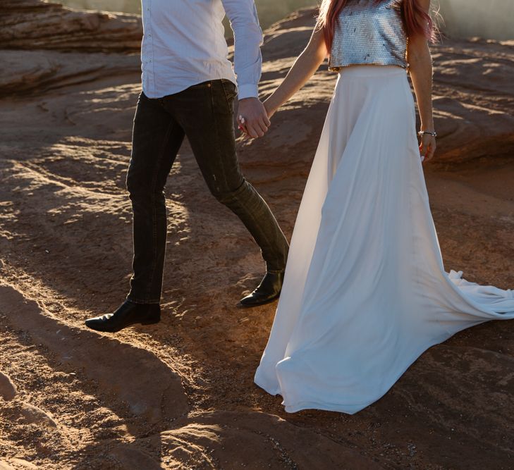 Dried Flower Crowns from Sophie & Luna | Antelope Canyon Arizona Elopement | Image by <a href="https://www.nataliejweddings.com/" target="_blank">Natalie J Weddings Photography</a>