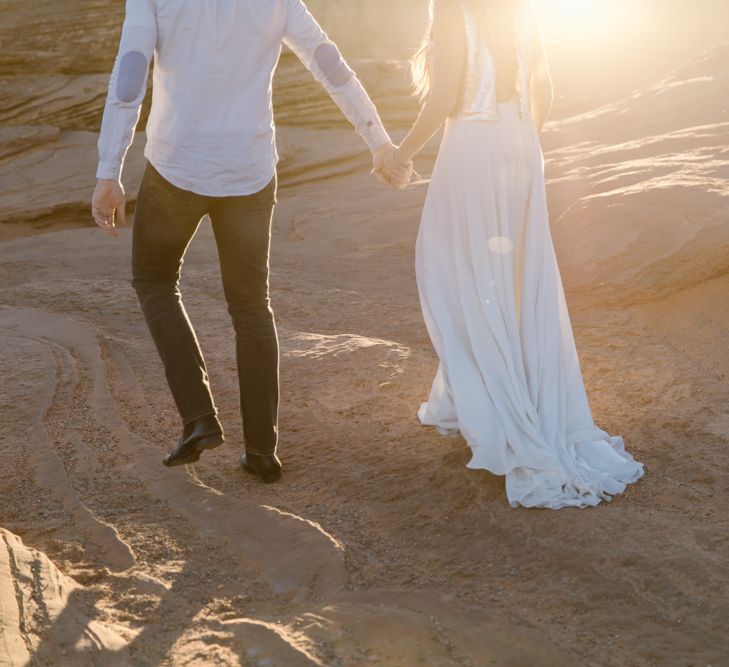 Dried Flower Crowns from Sophie & Luna | Antelope Canyon Arizona Elopement | Image by <a href="https://www.nataliejweddings.com/" target="_blank">Natalie J Weddings Photography</a>