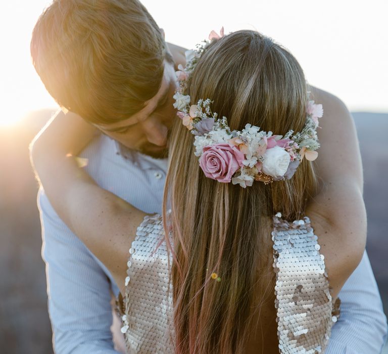 Dried Flower Crowns from Sophie & Luna | Antelope Canyon Arizona Elopement | Image by <a href="https://www.nataliejweddings.com/" target="_blank">Natalie J Weddings Photography</a>