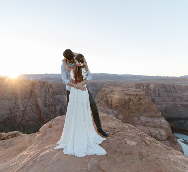 Dried Flower Crowns from Sophie & Luna | Antelope Canyon Arizona Elopement | Image by <a href="https://www.nataliejweddings.com/" target="_blank">Natalie J Weddings Photography</a>