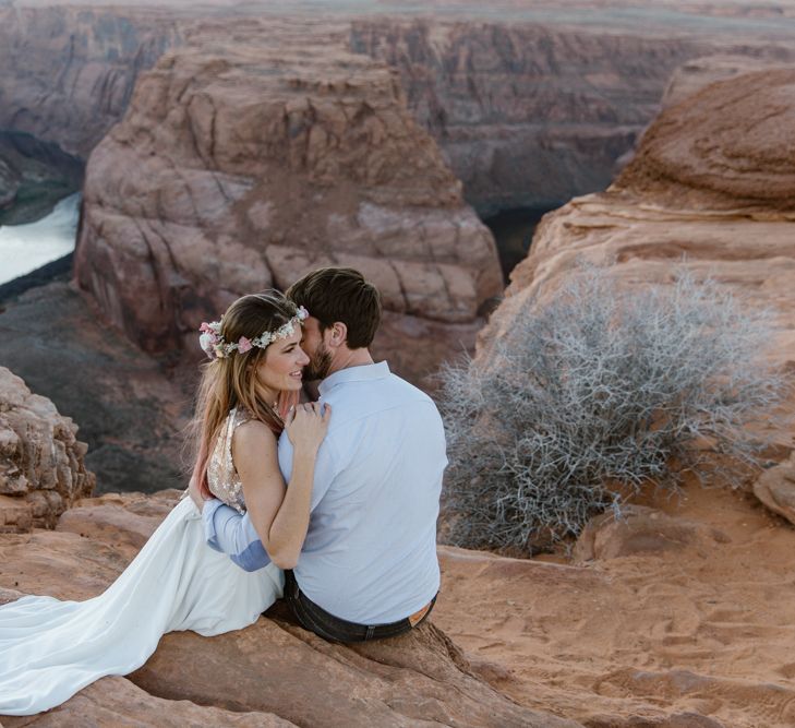 Dried Flower Crowns from Sophie & Luna | Antelope Canyon Arizona Elopement | Image by <a href="https://www.nataliejweddings.com/" target="_blank">Natalie J Weddings Photography</a>