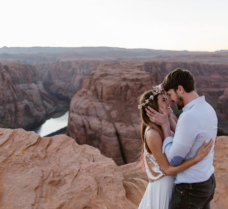 Dried Flower Crowns from Sophie & Luna | Antelope Canyon Arizona Elopement | Image by <a href="https://www.nataliejweddings.com/" target="_blank">Natalie J Weddings Photography</a>