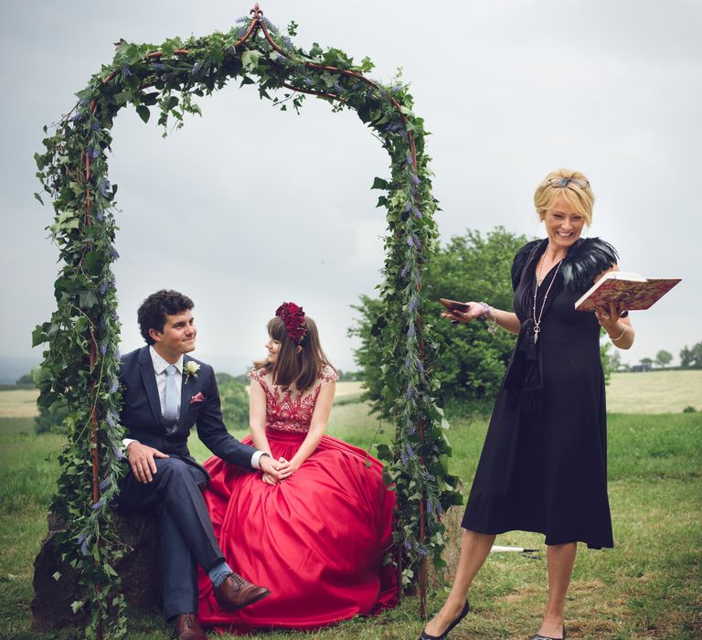 Bride in Red Dress by Mishi May