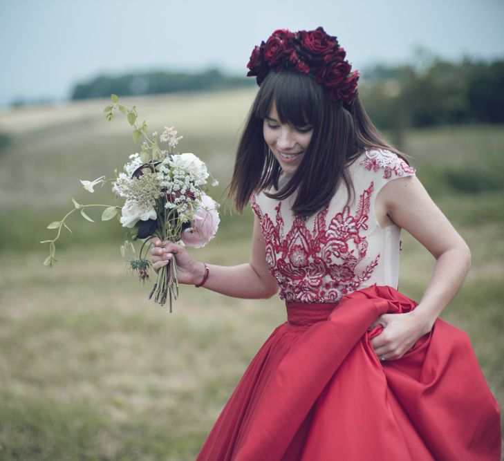 Bride in Red Dress by Mishi May