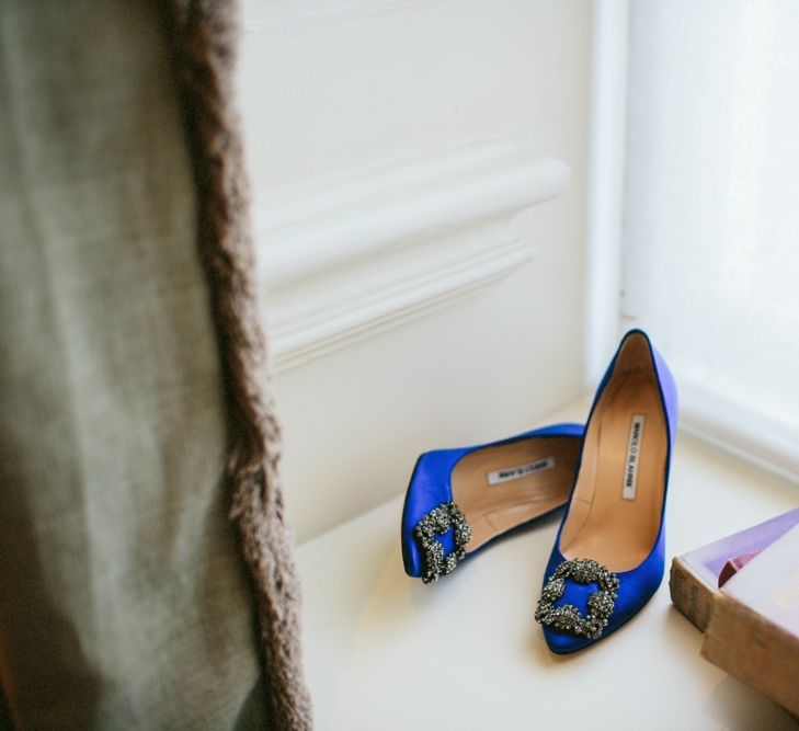 Blue Manolo Blahnik Wedding Shoes