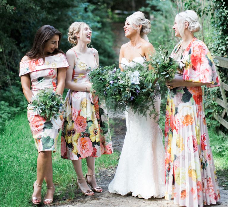 Bride with Foliage Filled Bouquet by Frog Manchester