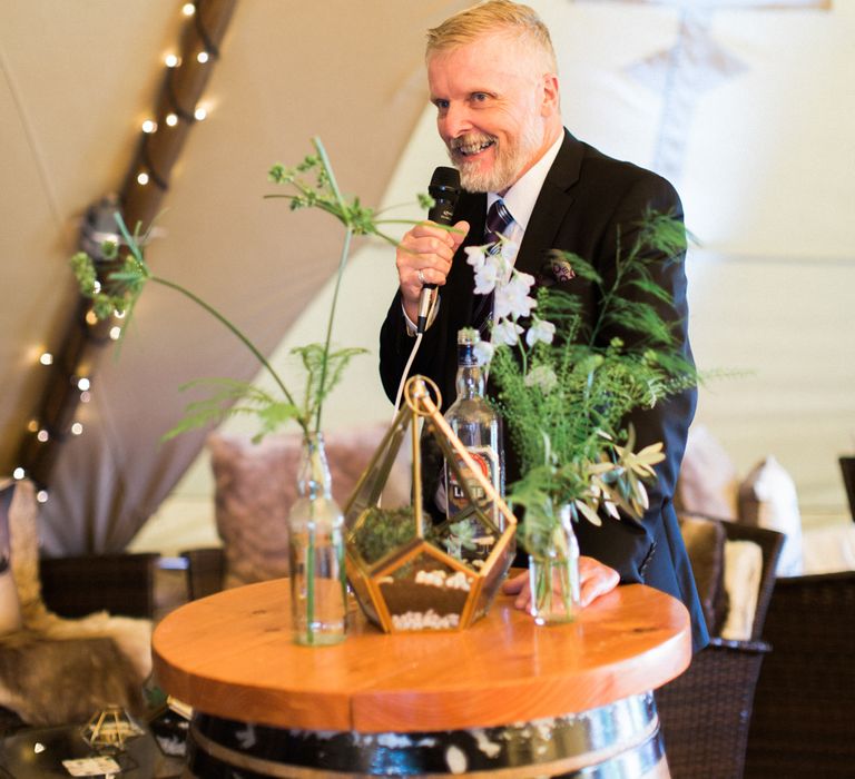 Wedding Speeches At Greenery Filled Tipi Wedding in Cheshire