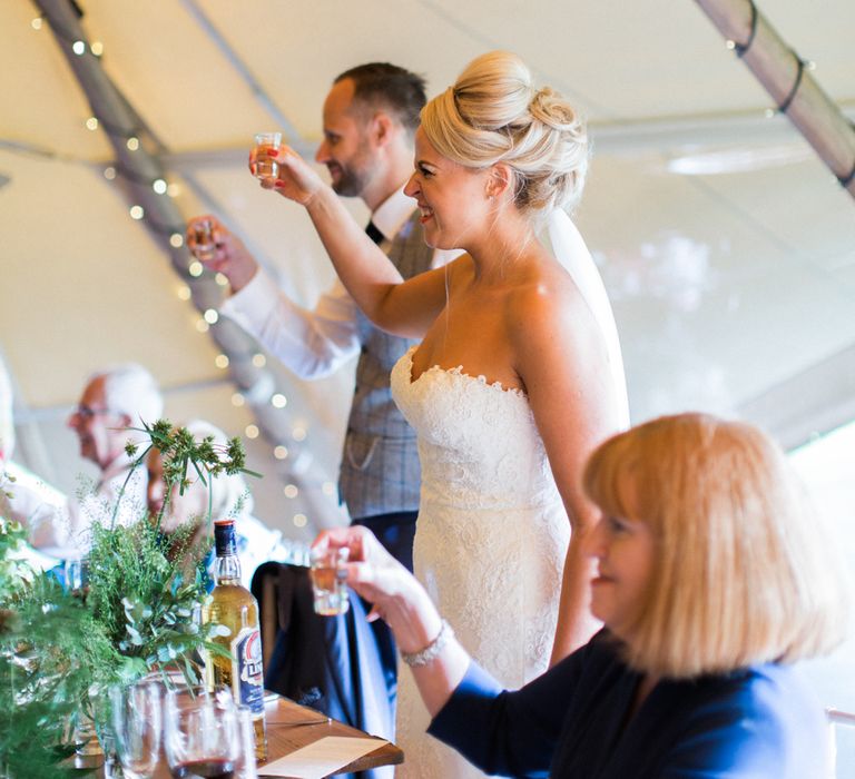 Wedding Speeches At Greenery Filled Tipi Wedding in Cheshire