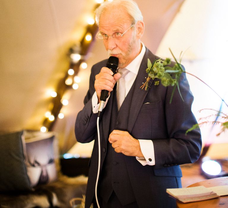 Wedding Speeches At Greenery Filled Tipi Wedding in Cheshire