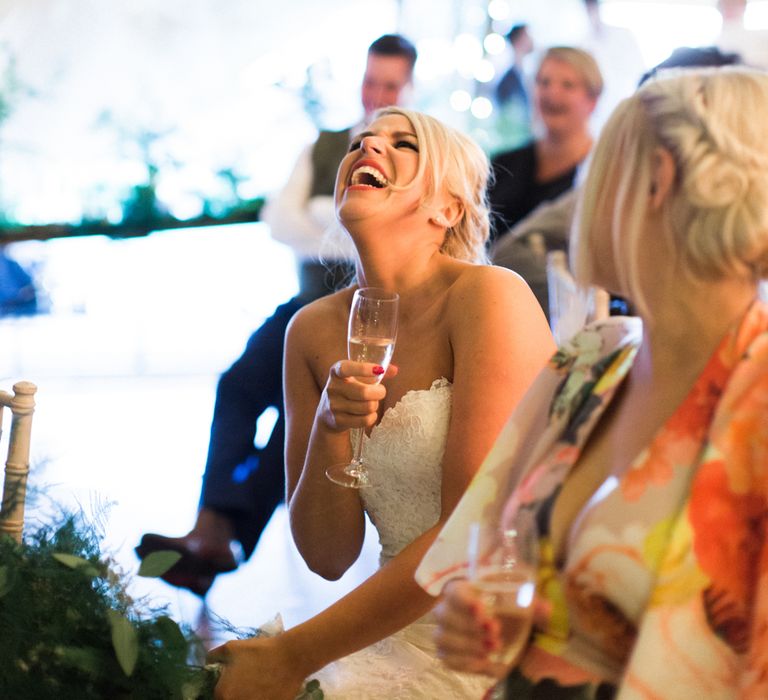 Wedding Speeches At Greenery Filled Tipi Wedding in Cheshire