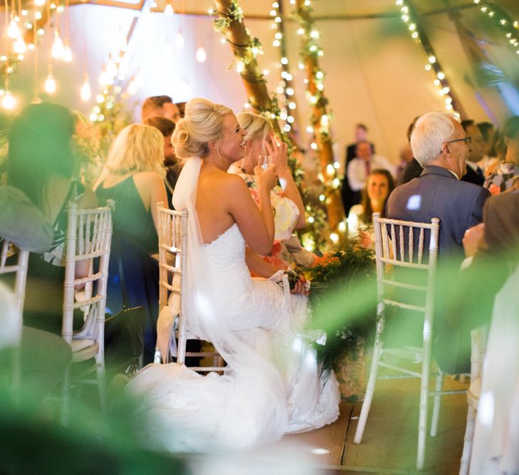 Wedding Speeches At Greenery Filled Tipi Wedding in Cheshire