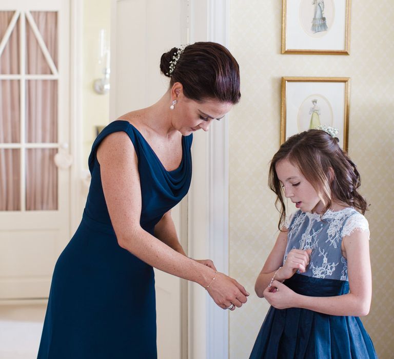 Bridal Preparations | Bridesmaid in Navy | Flower Girl in Navy Dress | Lucy Davenport Photography