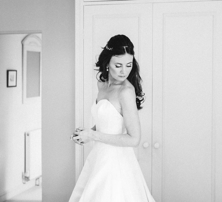 Bridal Preparations | Classic Bride in Caroline Castigliano Wedding Dress | Lucy Davenport Photography