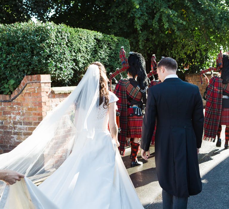 Classic Bride in Caroline Castigliano Wedding Dress | Groom in Cad & the Dandy Tails | Lucy Davenport Photography