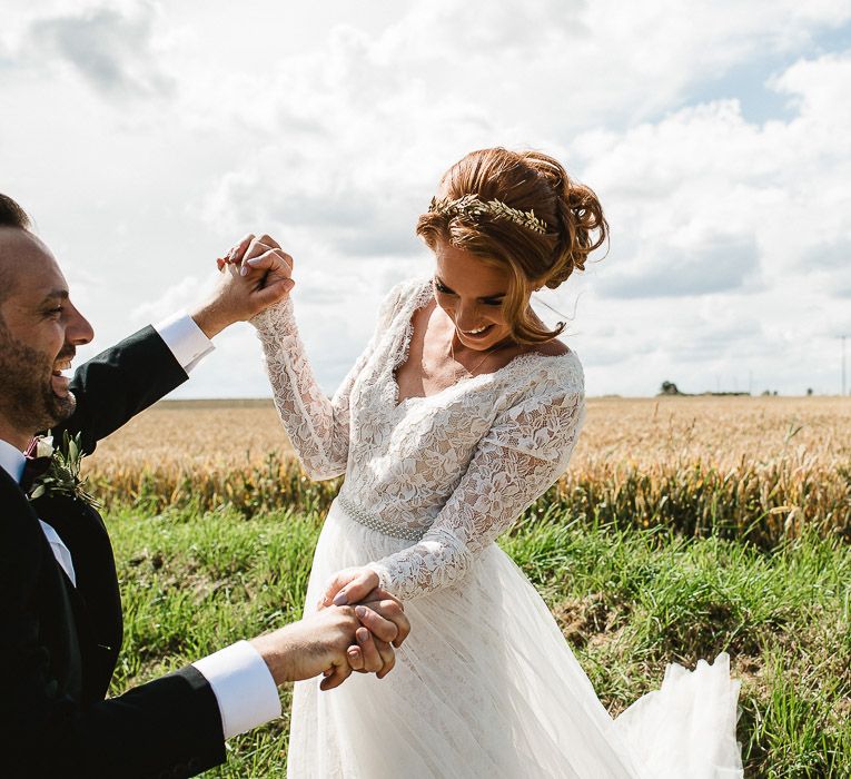 Fishley Hall Wedding With Rustic Details Lots Of Foliage & Festoon Lights With Krispy Kreme Donut Wedding Cake & Images By Luis Holden Photography