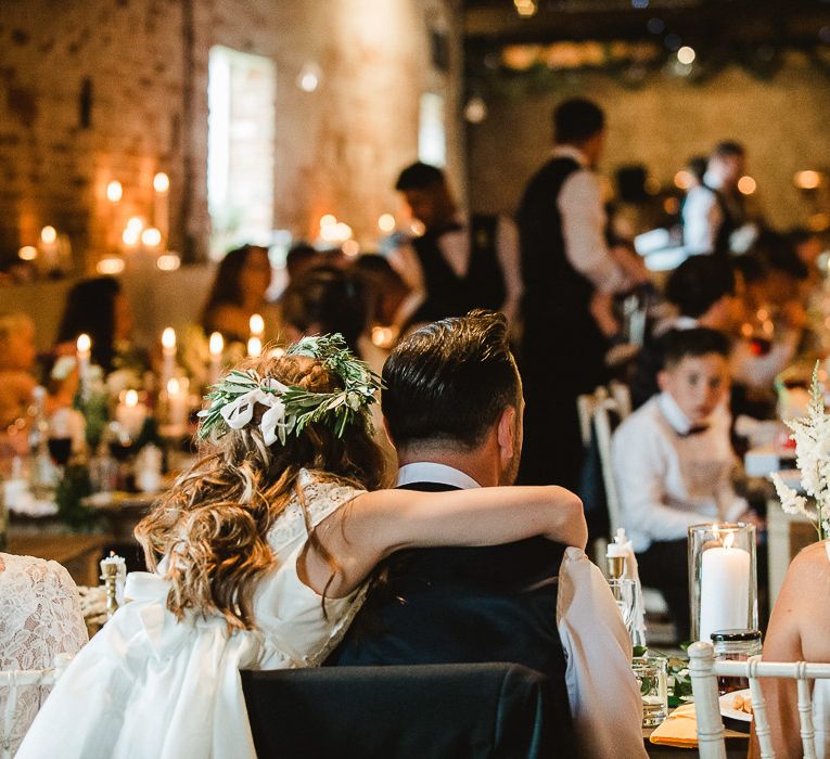 Fishley Hall Wedding With Rustic Details Lots Of Foliage & Festoon Lights With Krispy Kreme Donut Wedding Cake & Images By Luis Holden Photography