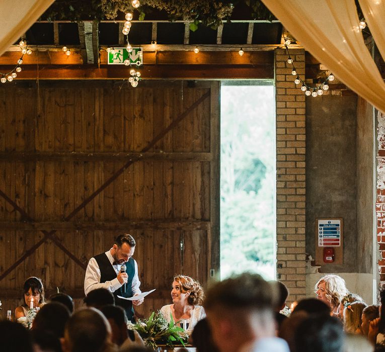 Fishley Hall Wedding With Rustic Details Lots Of Foliage & Festoon Lights With Krispy Kreme Donut Wedding Cake & Images By Luis Holden Photography