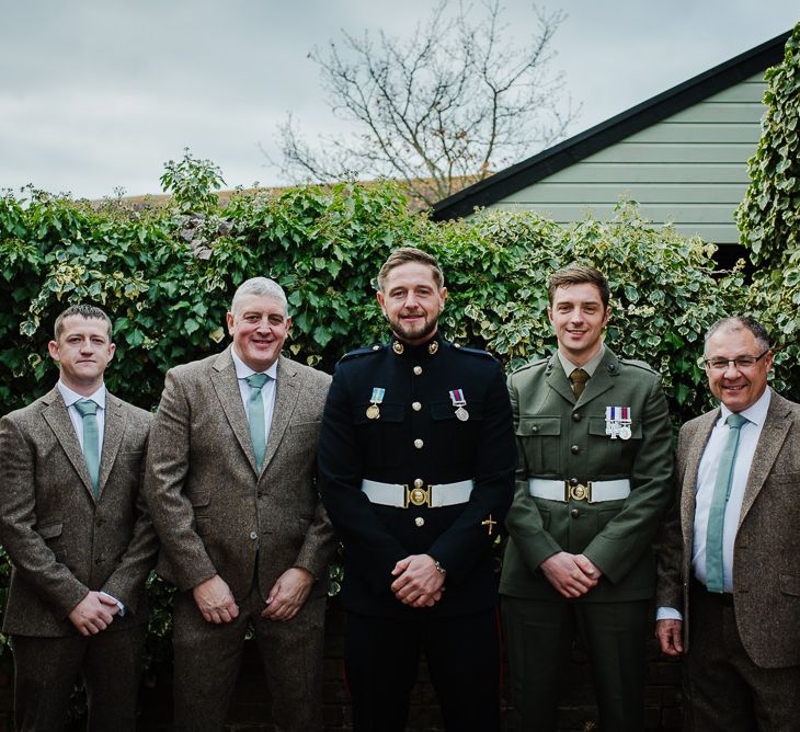 Groom & Groomsmen In Military Dress For Wedding