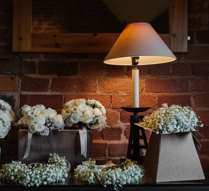 Winter Wedding Flowers White Roses And Gypsophila