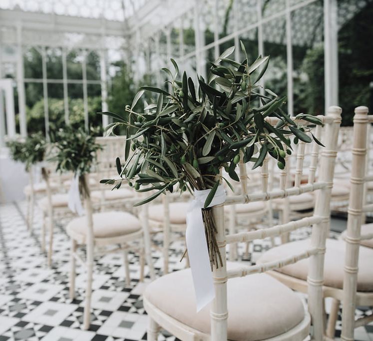 Greenhouse Wedding Aisle Styling | Summer Styling Reimagined | Florals by <a href="https://joannetruby.co.uk/" rel="noopener" target="_blank”>Joanne Truby</a> | Image by <a href="https://kat-hill.com/ " rel="noopener" target="_blank”>Kat Hill Photography</a>