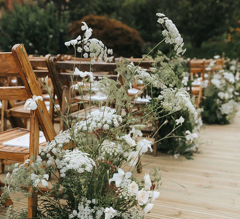 Wildflower Aisle | Summer Styling Reimagined | Styling by <a href="https://www.onestylishday.com" rel="noopener" target="_blank">One Stylish Day</a> | Florals by <a href="https://www.vervainflowers.co.uk/" rel="noopener" target="_blank”>Vervain </a> | Image by <a href="https://missgen.com/" rel="noopener" target="_blank”>Miss Gen Photography </a>