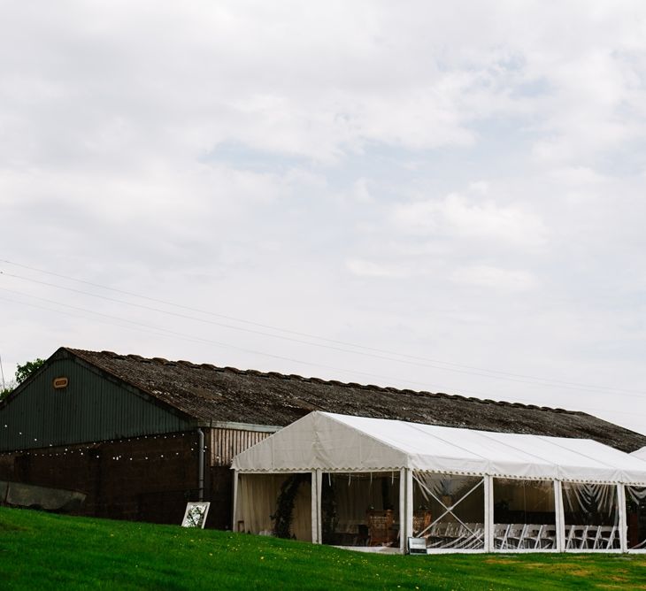 White, Gold & Green Farm Wedding In A Marquee In Scotland With Bride In Bespoke Dress & Images And Film From Tub Of Jelly