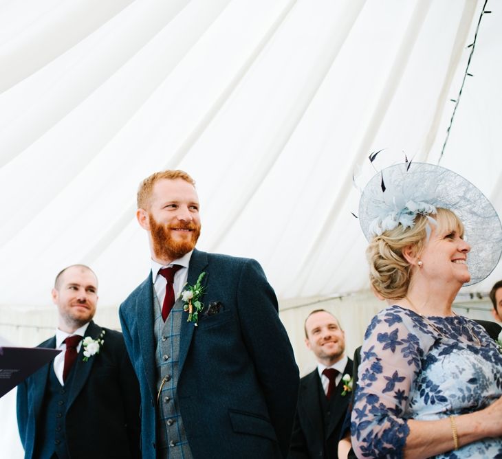 White, Gold & Green Farm Wedding In A Marquee In Scotland With Bride In Bespoke Dress & Images And Film From Tub Of Jelly