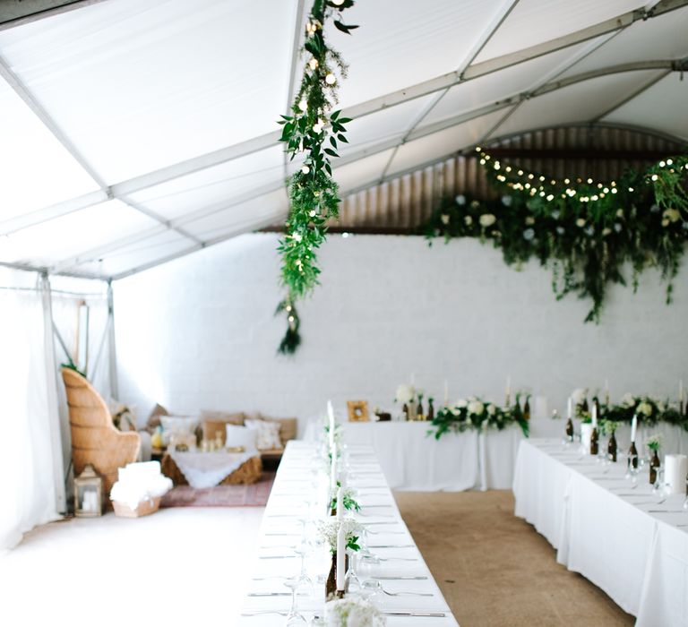 White, Gold & Green Farm Wedding In A Marquee In Scotland With Bride In Bespoke Dress & Images And Film From Tub Of Jelly