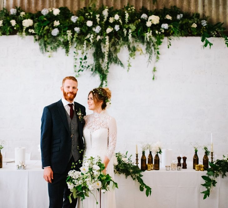 White, Gold & Green Farm Wedding In A Marquee In Scotland With Bride In Bespoke Dress & Images And Film From Tub Of Jelly