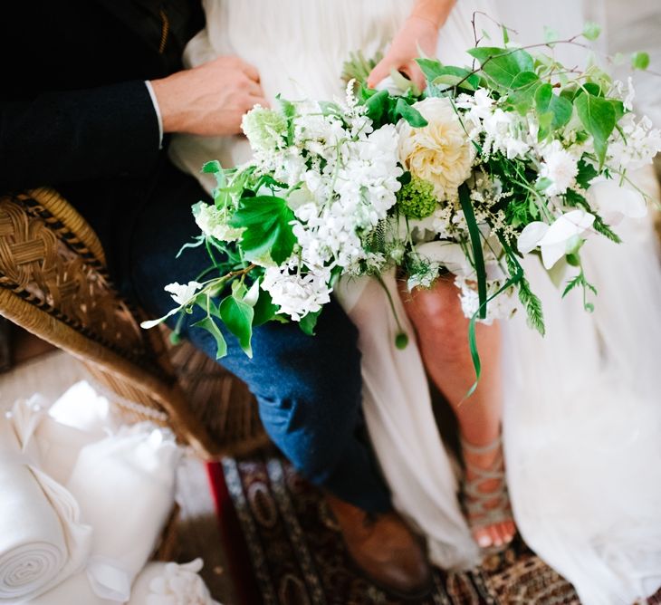 White, Gold & Green Farm Wedding In A Marquee In Scotland With Bride In Bespoke Dress & Images And Film From Tub Of Jelly