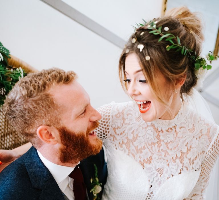 White, Gold & Green Farm Wedding In A Marquee In Scotland With Bride In Bespoke Dress & Images And Film From Tub Of Jelly